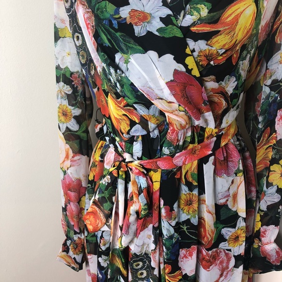 LF Multicolored Floral Tie Dress Size 16 - Picture 2 of 6